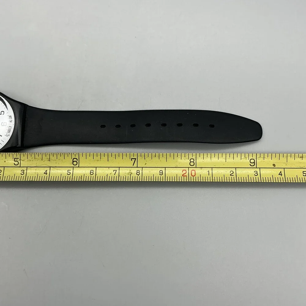 Vintage Swatch Mens Watch 34mm Once Again GB743 Black Day Date Swiss 1999